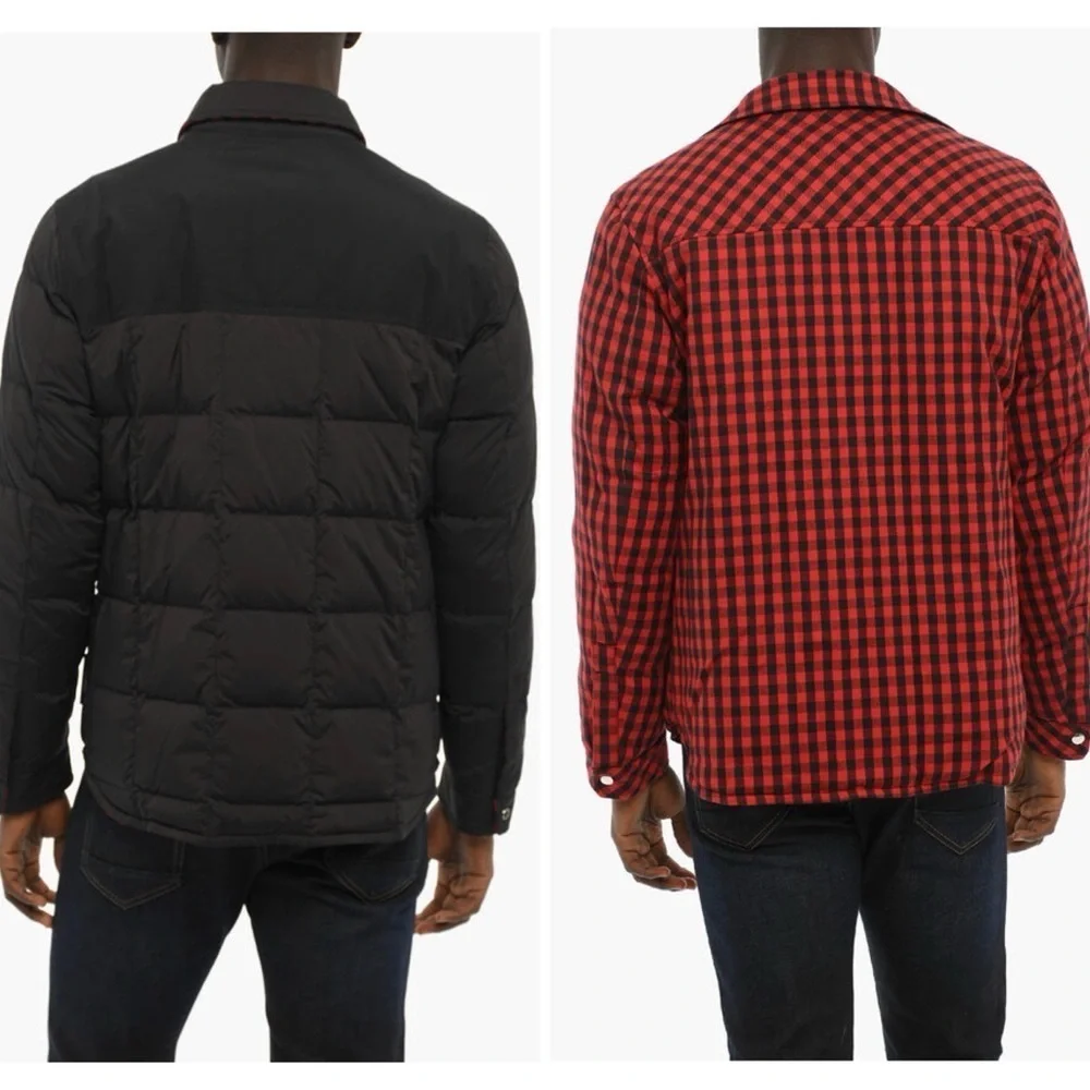 WOOLRICH Reversible Puffer Jacket Men S Buffalo Checked Goose Down Feathers Snap